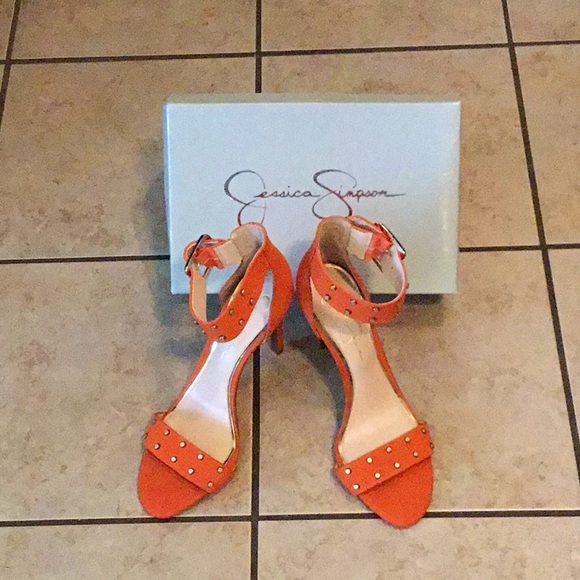 Jessica Simpson” Sandals & gold studs(10)🍊 - Picture 1 of 5